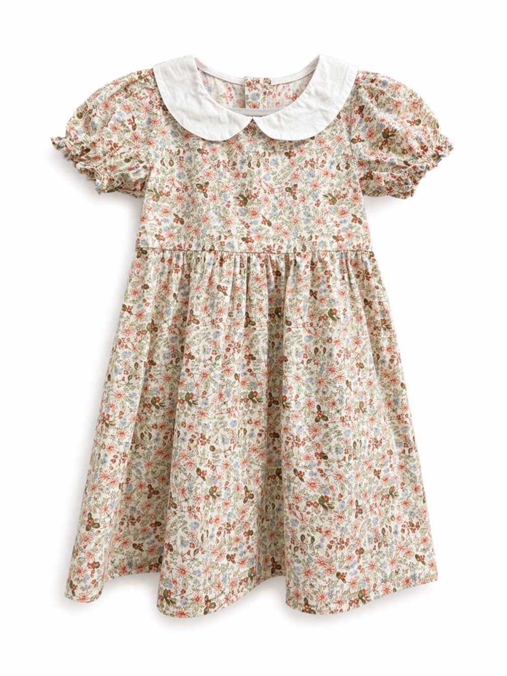 Floral Cotton Peter Pan Collar Dress for Kids - Cream Floral